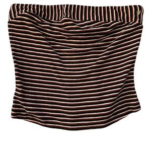 FREE PEOPLE Show Me Stripe Tube TOP Black White Red Striped Rib